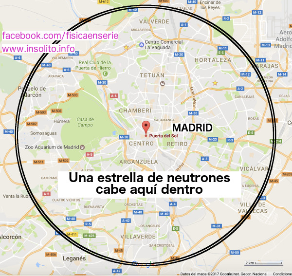 Una estrella de neutrones es del tamaño de la ciudad de Madrid