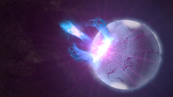 Una estrella de neutrones del tipo magnetoestrella (Ilustración: Goddard Space Flight Center de NASA/S. Wiessinger)